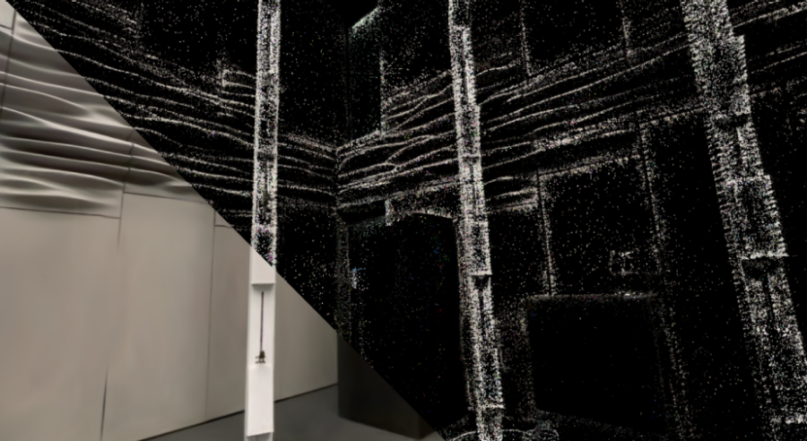 Enlarged view: The Immersive Design Lab represented as a 3D point cloud.